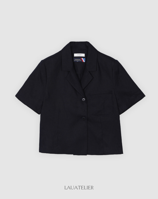 [LAUATELIER] French linen short jacket (Navy)
