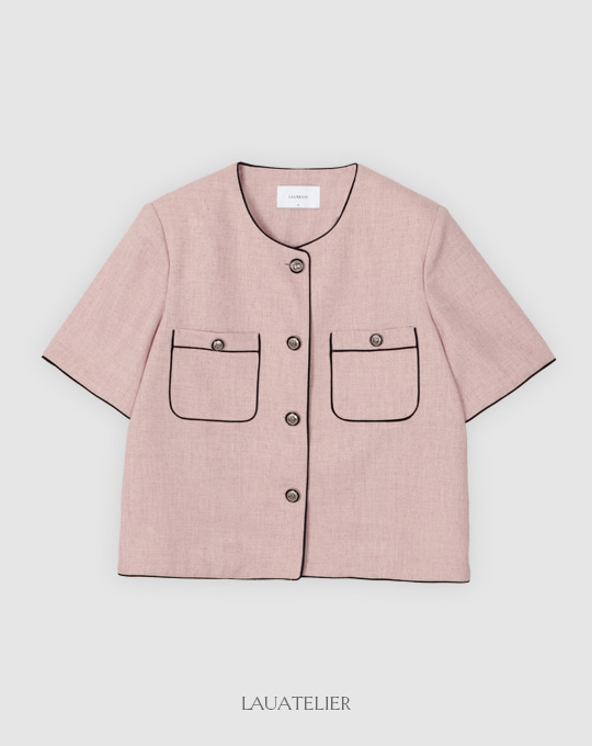 [LAUATELIER] Brody tweed short jacket (Soft pink)