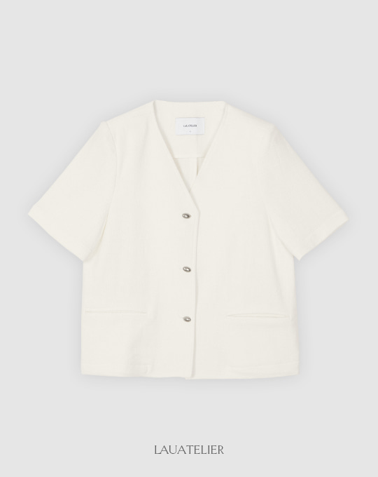[LAUATELIER] Devin linen cotton shot jacket (Ivory)