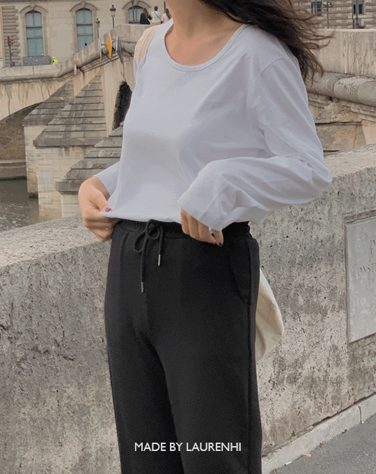 [라스트찬스⏰][Made Lauren]프리지 실켓 유넥 긴팔 티셔츠 - 4 color