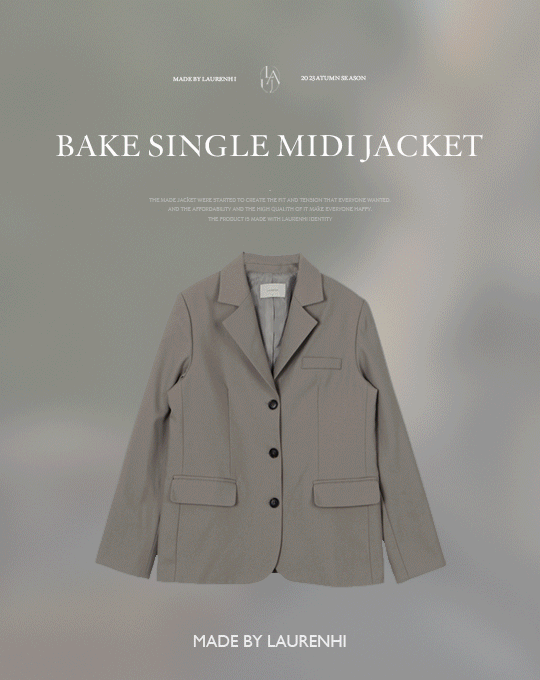 [Made Lauren]베이크 싱글 미디 자켓 - 2 color