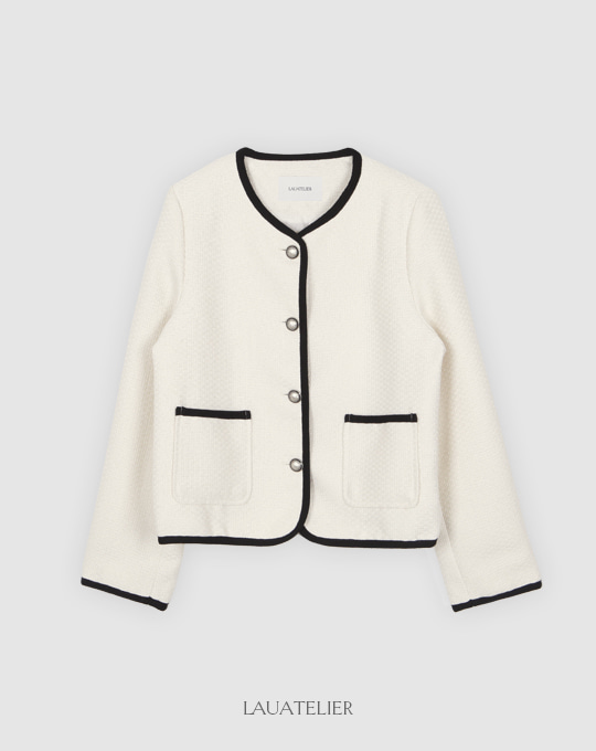 [LAUATELIER] Machine tweed short jacket (Ivory)