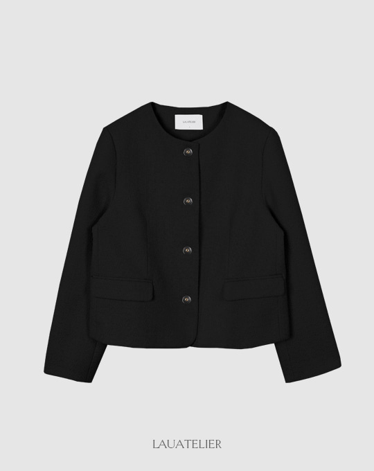 [LAUATELIER] Hag tweed short jacket (Black)